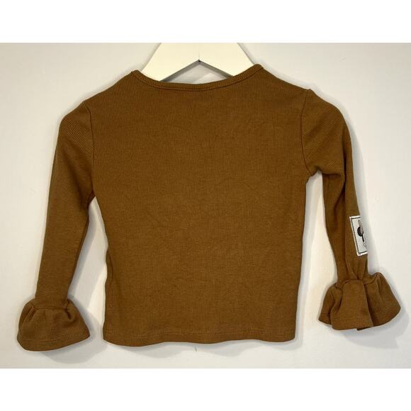 Disney Junior Minnie Mouse Toddler Girls Long Sleeve Ribbed Shirt Brown 18M - Picture 3 of 6